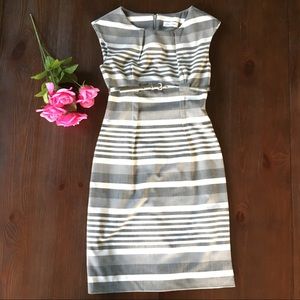 Calvin Klein dress white and grey stripes, 0-2P